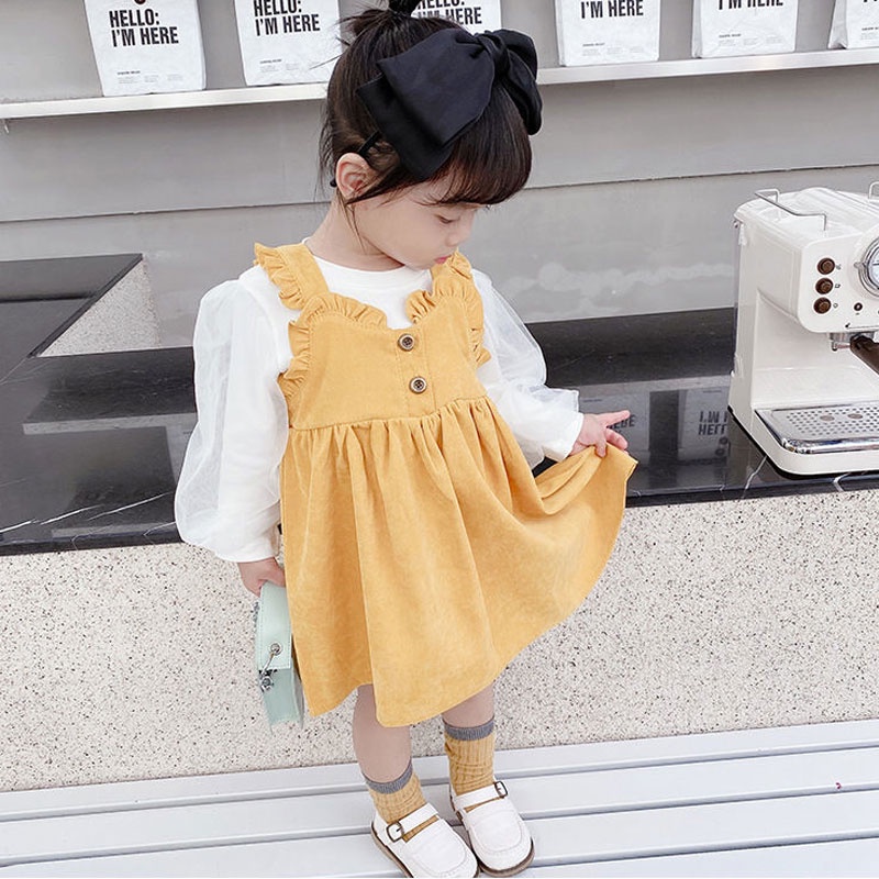 Đầm  tay dài phối lưới thời trang cho bé gái 0-4 tuổi