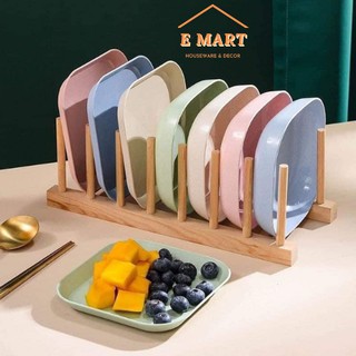 Set 8 đĩa vuông vâu lòng lúa mạch- đủ màu siêu cute