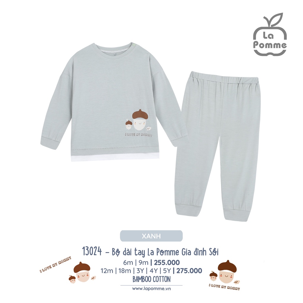 Bộ La Pomme dài tay Bamboo cao cấp siêu mềm mịn thoáng mát thấm hút tốt Gia đình sồi cho bé trai bé gái 13024