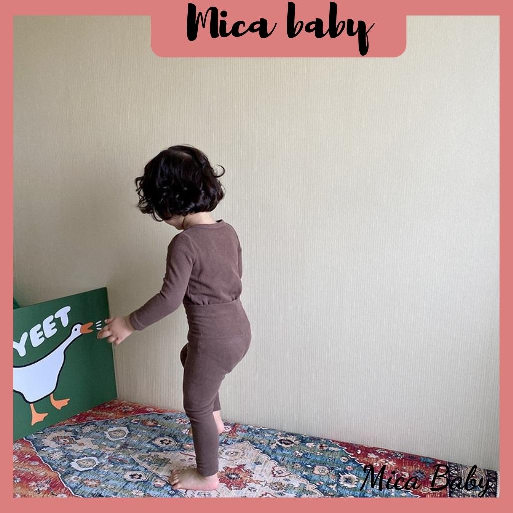 Bộ quần áo cotton nỉ giữ nhiệt màu trơn cho bé Mica baby QA14