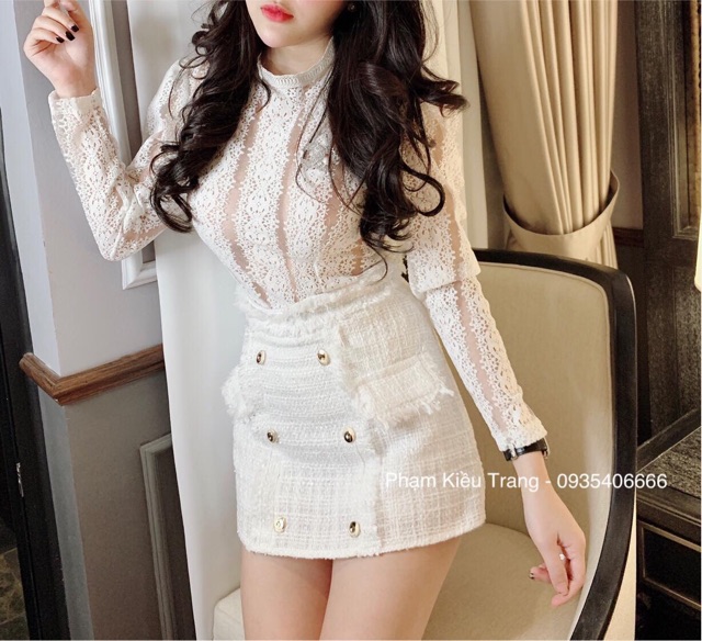 Set áo ren chân váy dạ siêuuuu hóttttt