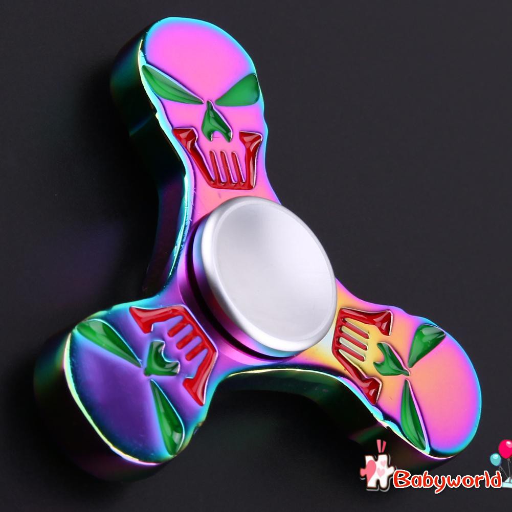 Con Quay Đồ Chơi Fidget Spinner Bằng Hợp Kim Hình Đầu Lâu Phát Quang