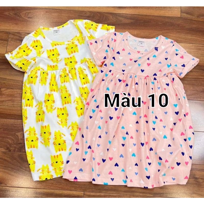 Váy bé gái cotton size đại tay ngắn hàng xuất dư chất đẹp mát