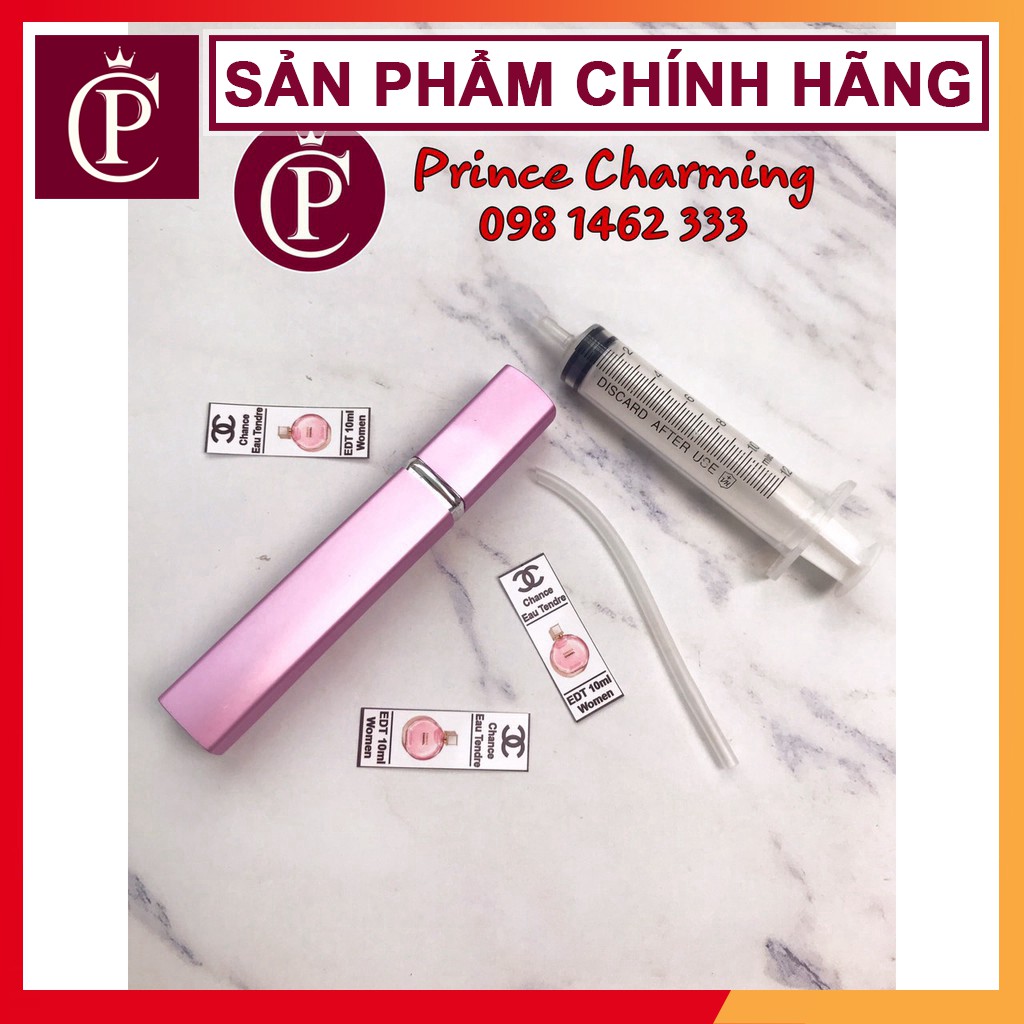 Combo Lọ + bộ chiết nước hoa: lọ chiết + Xi lanh Chiết + Tem dán (Ống chiết nước hoa 2 lớp cao cấp)