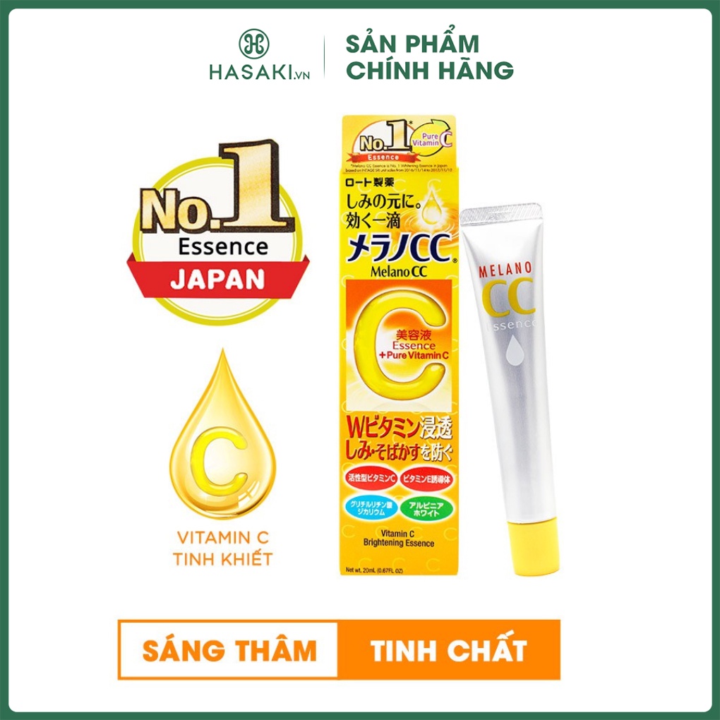 Combo Melano CC Dưỡng Sáng Da, Ngừa Thâm Nám Vitamin C Brightening Essence + Whitening Lotion 2 Món