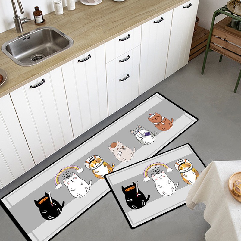 Bộ 2 Tấm Thảm Bếp 3D Chống Trơn Trượt , Trải Sàn Nhà Bếp Siêu Thấm Nước
