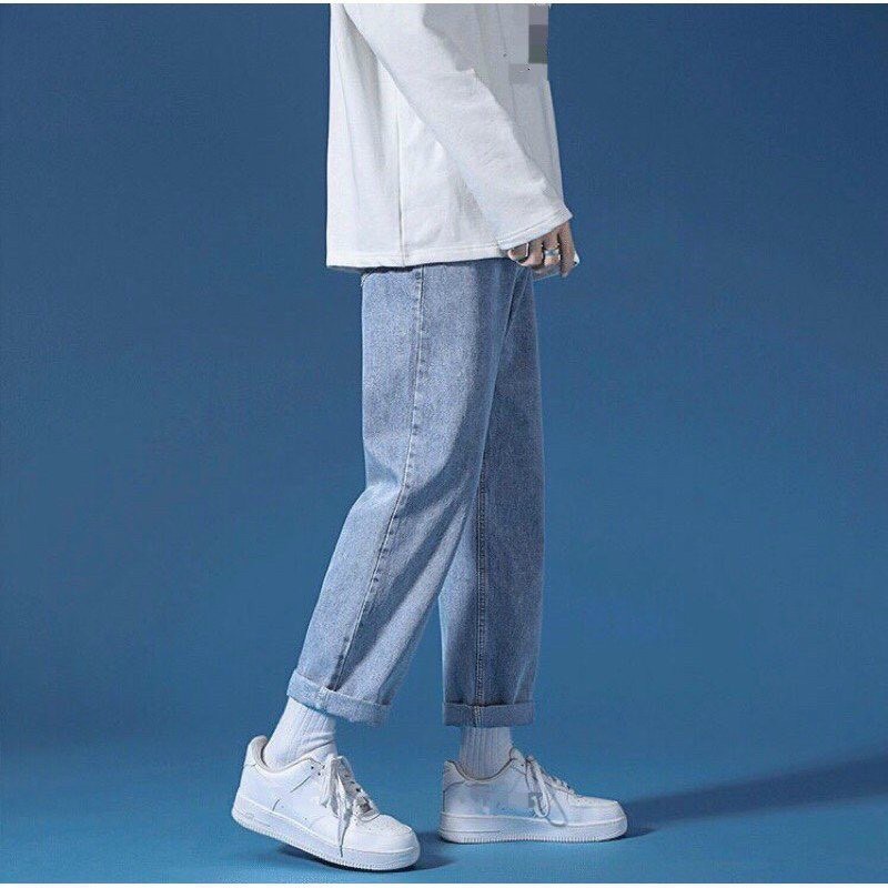 Quần Jeans Baggy Nam Xanh Nhạt Dáng Rộng Hàng Vải Mềm Đẹp