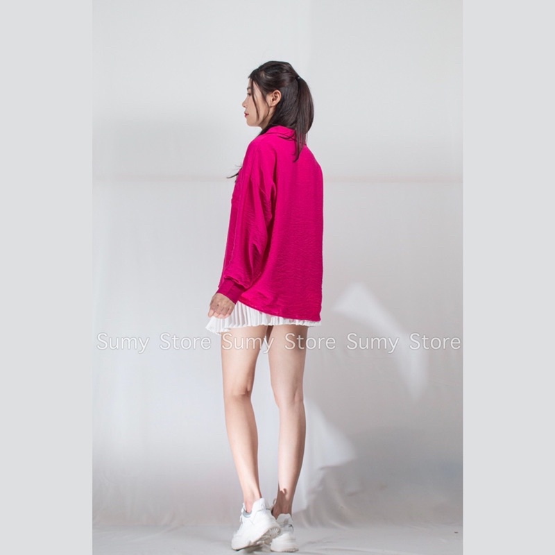 Áo sơ mi nữ cổ nơ chất đũi mát màu Hồng SEN cao cấp mềm mịn form rộng siêu mát thời trang thiết kế nữ SUMY STORE | BigBuy360 - bigbuy360.vn