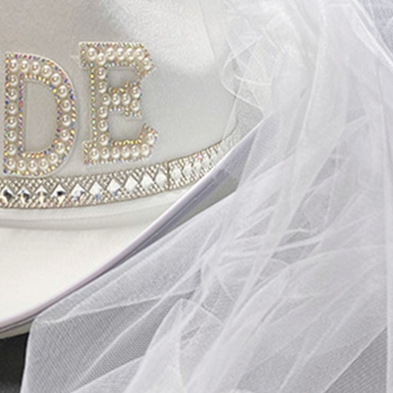 Mũ Vành Rộng Màu Trắng Phong Cách Phương Tây Cho Cô Dâu