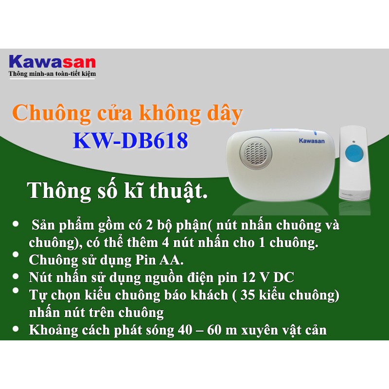 CHUÔNG CỬA KHÔNG DÂY KW-DB667