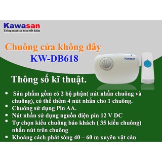 Chuông cửa báo khách không dấy db618