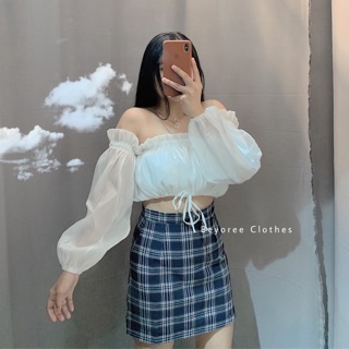 Set Áo Trễ Vai x Chân Váy | Ảnh Thật Shop Chụp