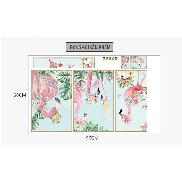 Decal dán tường - Giấy dán tường - Khung tranh Hồng hạc sk9315 - scenedecal