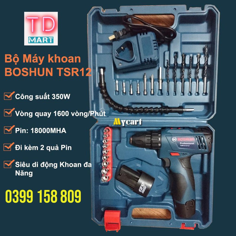 (CỰC SỐC) Bộ Máy Khoan Đa Năng Boshun TSR12 - Công Suất 350W + Kèm 2 Pin