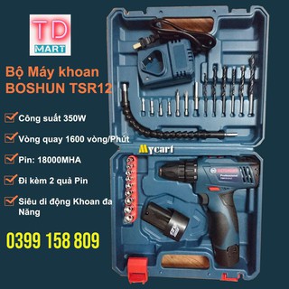 Bộ máy khoan đa năng boshun tsr12 - công suất 350w + kèm 2 pin