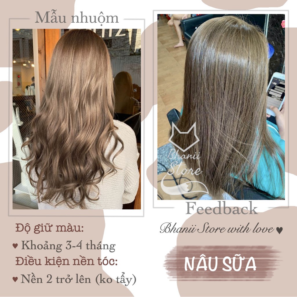 Thuốc nhuộm tóc Nâu Sữa KHÔNG TẨY bhanii store | BigBuy360 - bigbuy360.vn