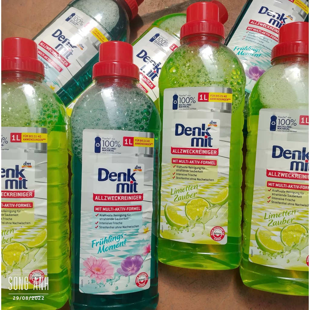 Hàng Đức - Nước lau sàn cao cấp Denkmit dung tích 1L hương hoa/ hương chanh thơm mát