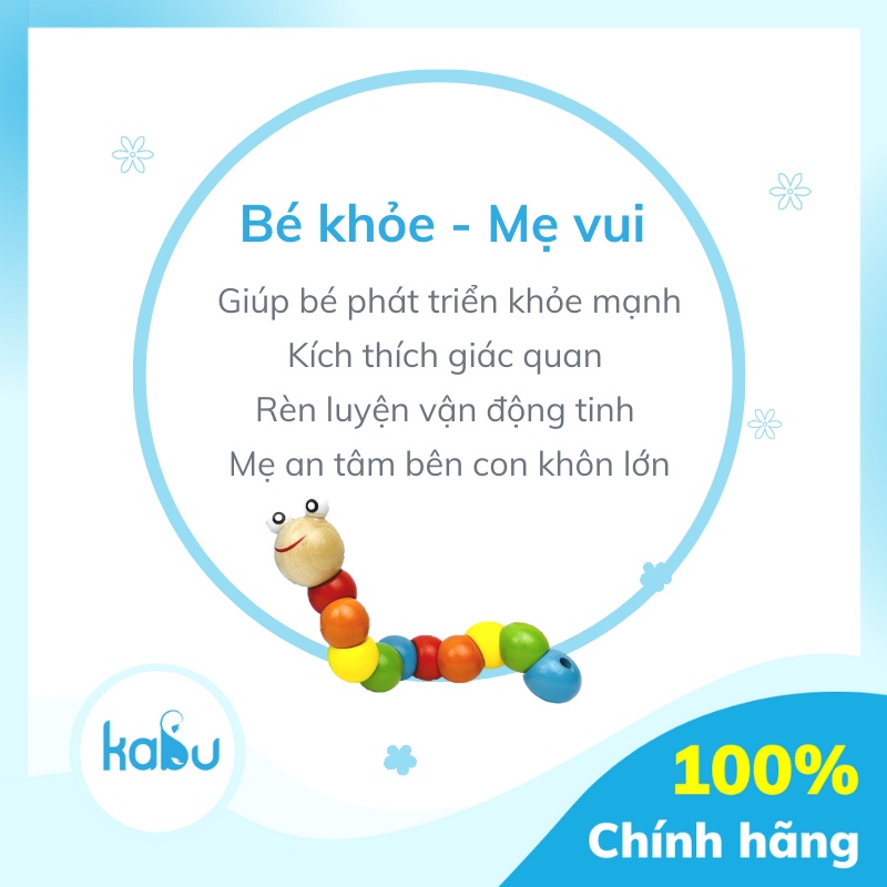 KABU - Sâu Gỗ Đa Sắc Màu Tập Cầm Nắm Cho Bé, Chú Sâu Gỗ Vui Vẻ Cho Bé Từ Sơ Sinh