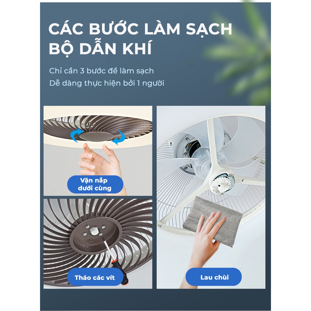 Quạt Trần Phòng Khách ATH LIGHTING Mẫu Cải Tiến Có Lắc Đầu 360 Độ 6 Cấp Độ Gió Kết Hợp Đèn 3 Màu Có Điều Khiển và APP ĐT
