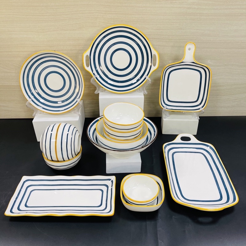 Đĩa Sứ Dài Hình Chữ Nhật Đựng Thức Ăn Sushi Hoạ Tiết Phong Cách Kiểu Nhật Decor Bàn Ăn Dĩa Sứ Ăn Cơm