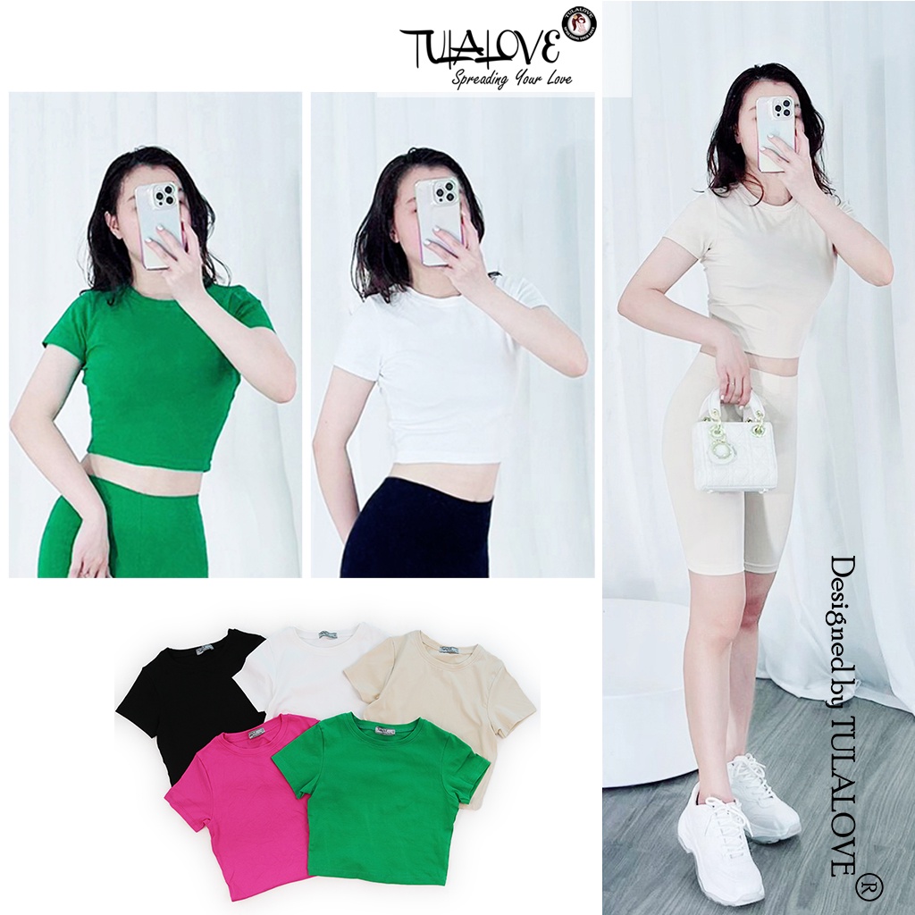 Áo Croptop Cộc Tay Nữ Basic Màu Sắc Đẹp Tulalove