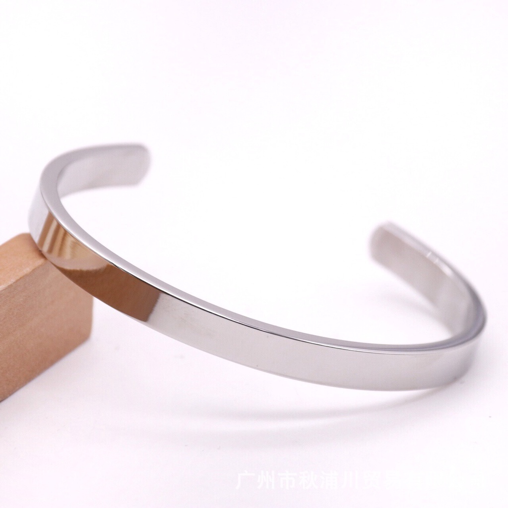Vòng Tay Nam Lắc Tay Unisex Plain Thời Trang Vòng Tay Nam Nữ Basic Kuu Studio Màu Bạc Đen Titan - Vòng Plain