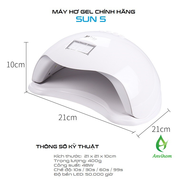 MÁY HƠ GEL- MÁY SẤY MÓNG - ĐÈN SẤY MÓNG SUN 5 TEM XANH CHÍNH HÃNG 48W UV/LED DỤNG CỤ LÀM MÓNG NAIL ANVIHOM | BigBuy360 - bigbuy360.vn