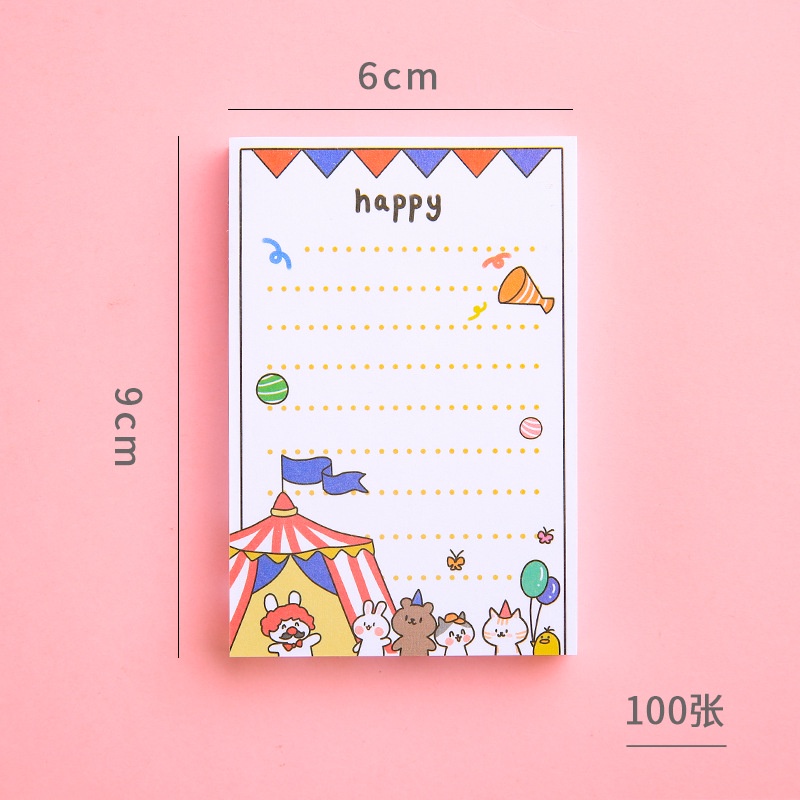 Giấy Note Ghi Chú Cute Đáng Yêu, Xấp 100 Tờ Cartoon