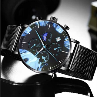 Đồng Hồ Nam Chính Hãng DIZIZID Dây Titanium Chạy Full 6 Kim Có Lịch Ngày Kim Phối Xanh Cao Cấp DZZ89