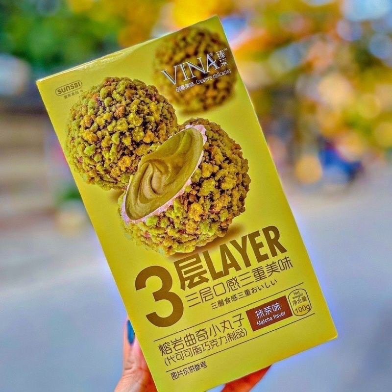 Bánh socola bọc sữa hương matcha/ sữa chua/ dâu/ socola/ mè đen Franzzi