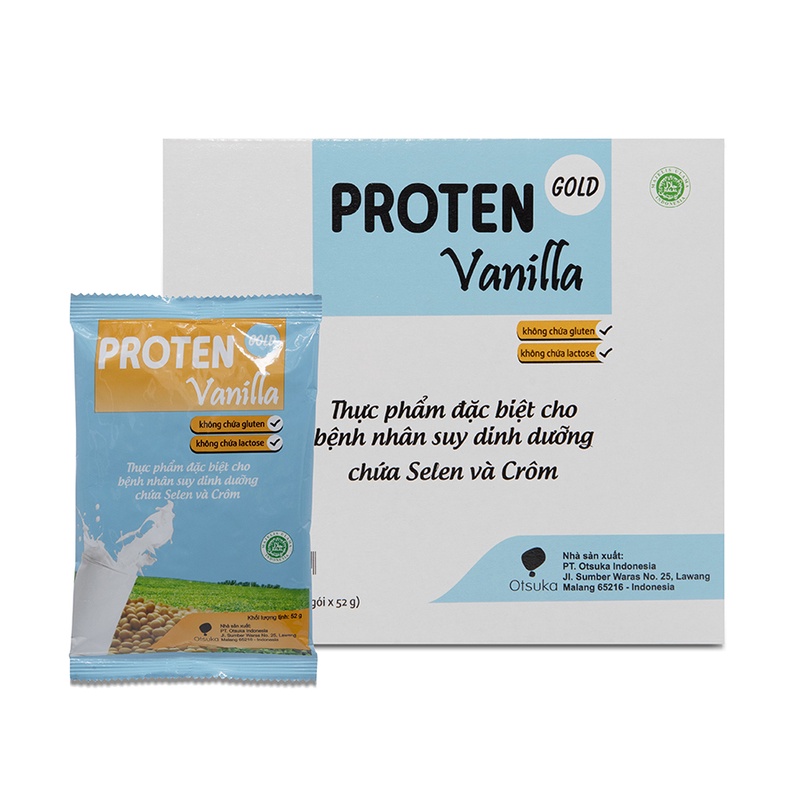 Sữa giàu protein - đạm đậu nành cho người SUY DINH DƯỠNG Nhật Bản Proten Gold Hộp 20 gói Hương Vani