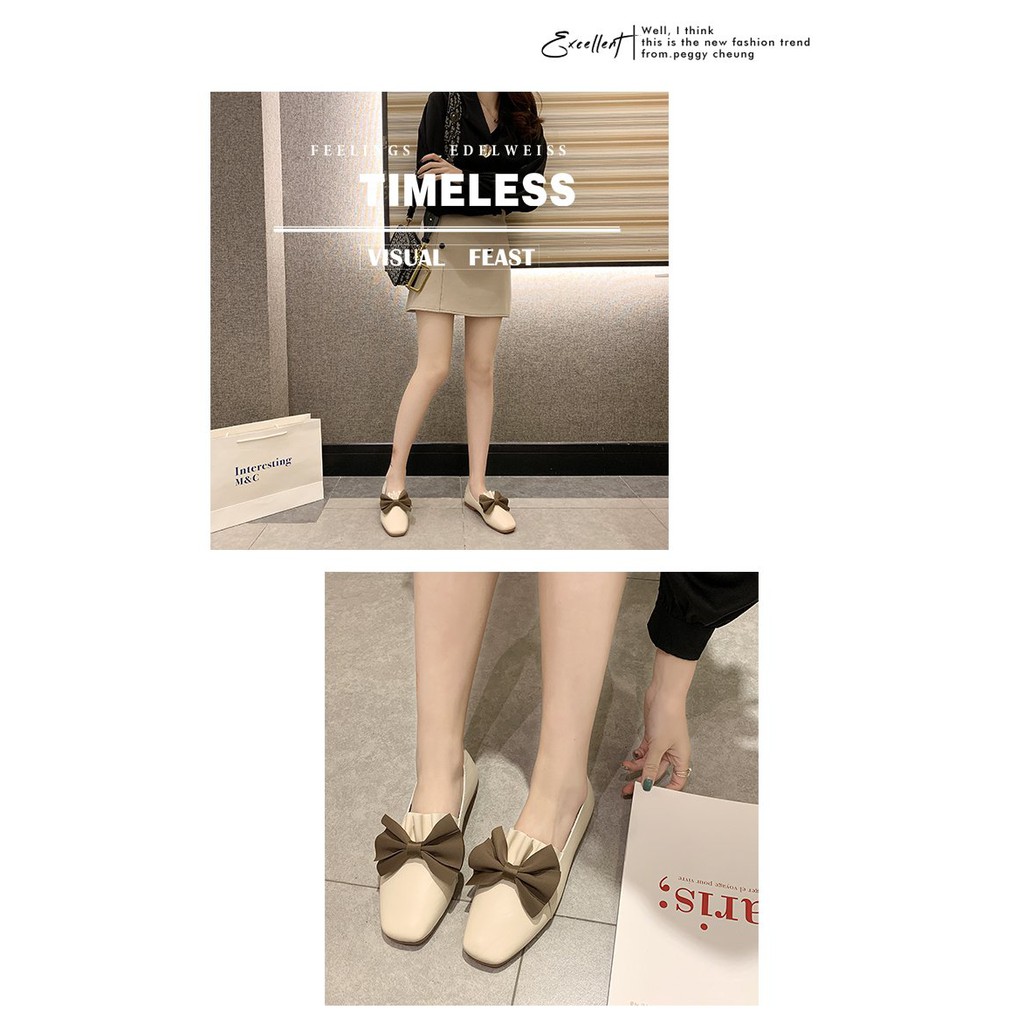 Giày cao gót đính nơ siêu bánh bèo 2 màu đen/kem mã MT_P4 | BigBuy360 - bigbuy360.vn