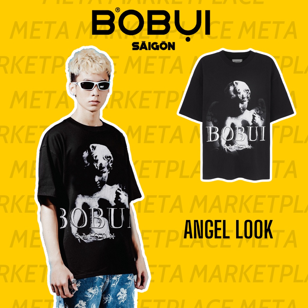 Áo thun BOBUI saigon ANGEL STAFF nam nữ unisex form rộng cổ tròn tay lỡ bigsize  T102