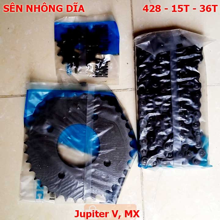 Sên nhông dĩa xe máy Jupiter V, MX, SIRIUS hàng chính hãng KMC