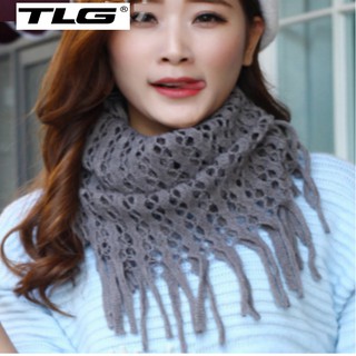 Khăn Len Nữ Dệt Kim Tua 312TI-1 (Xám) [SKM]