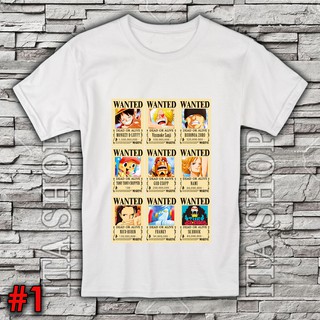 Áo Thun One Piece Wanted Băng Mũ Rơm - Áo Thun Anime