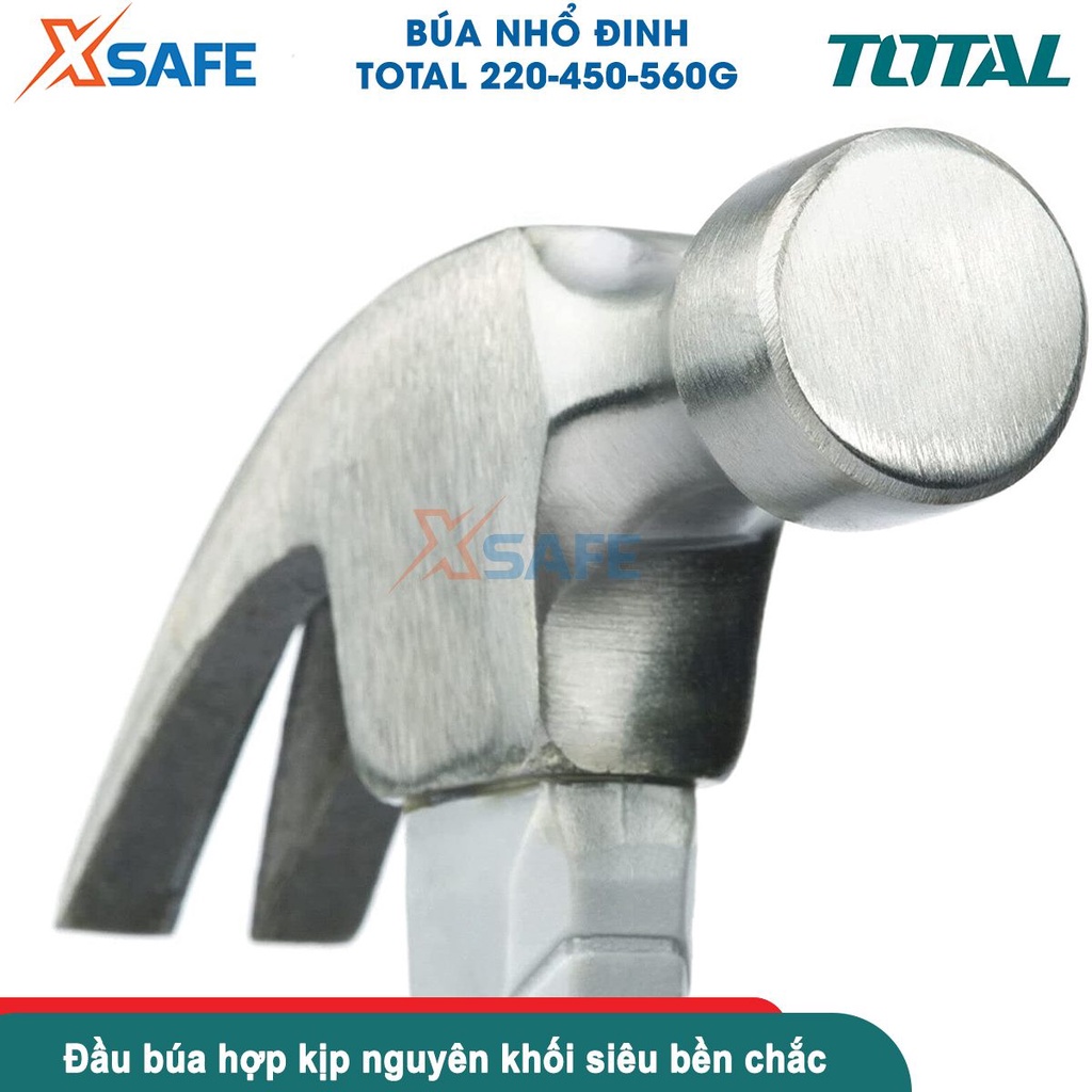 Búa đóng đinh đa năng TOTAL 220-450-560 gram thép Cr-V búa nhổ đinh cầm tay đóng đinh bê tông tường gỗ, sửa chữa cơ khí
