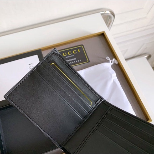 Chụp ảnh vật lý ví ngắn đích thực 100% nguyên bản 451268 Mẫu lụa chủ thẻ nam gucci  sẵn sàng giao hàng
