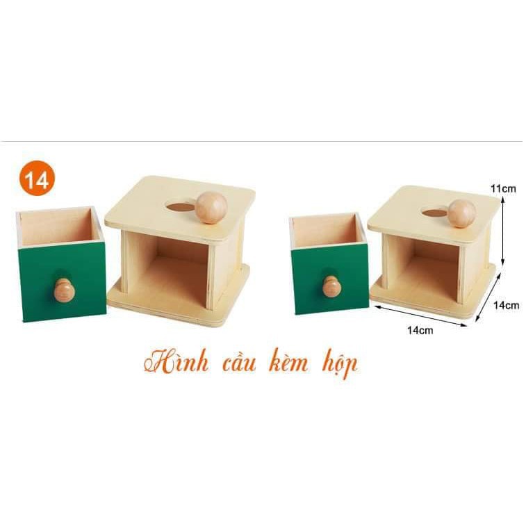 Giáo cụ Montessori 0-3 tuổi - Thả bóng hộp vuông - Hình cầu kèm hộp