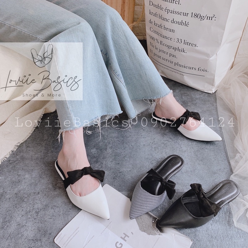 DÉP SỤC NỮ MŨI NHỌN LOVIIE BASICS - LÊ SỤC ĐÉ BỆT NƠ CARO THỜI TRANG HÀN QUỐC D200841 D200819