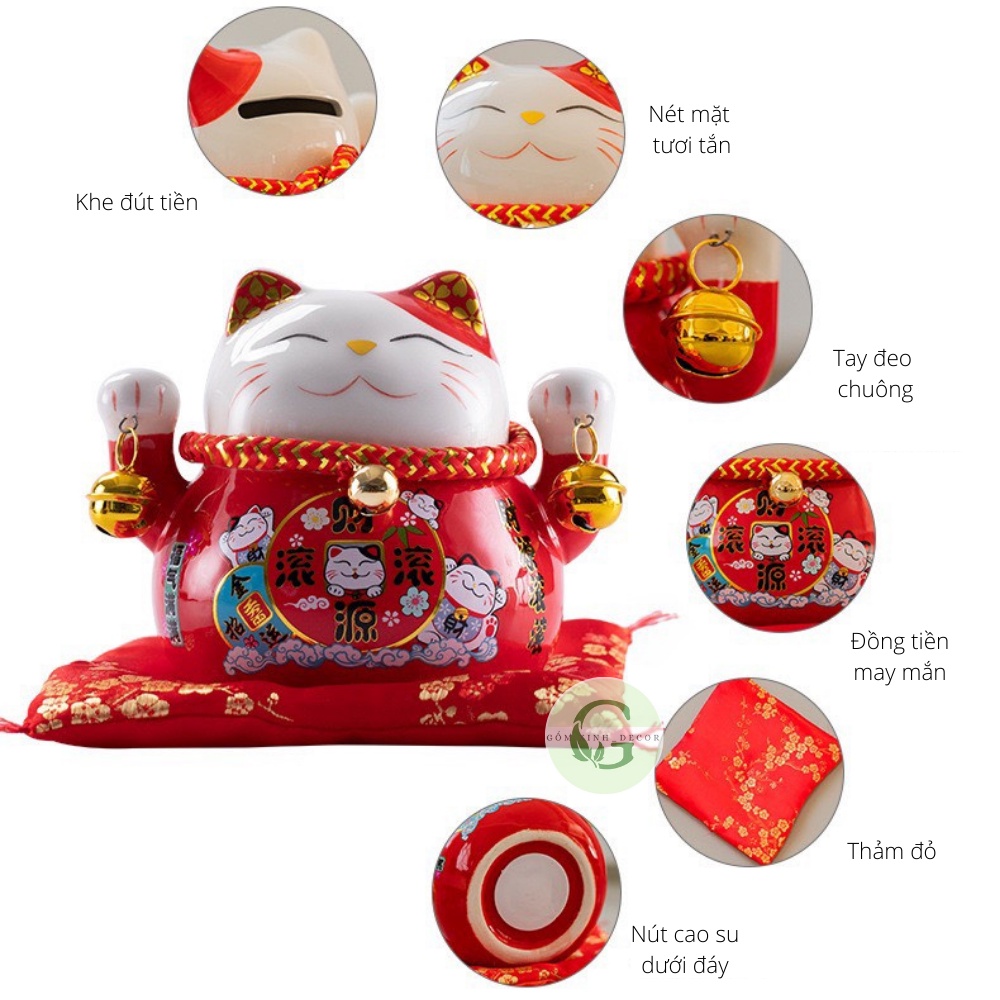 Mèo Thần Tài Mèo Đút Tiết Kiệm May Mắn Nhiều Màu