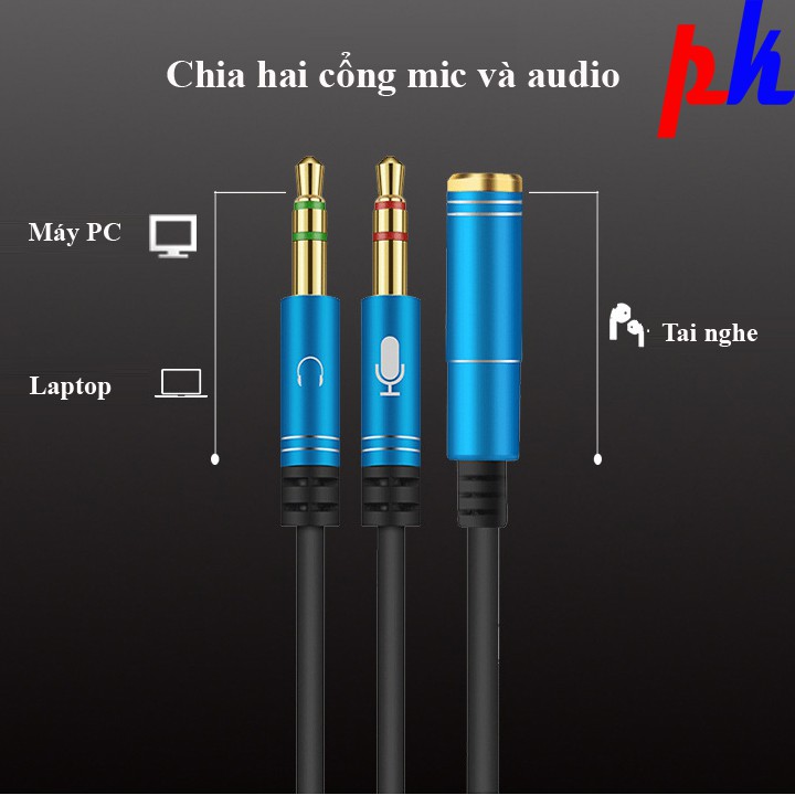 [Mã ELHACE giảm 4% đơn 300K] Jack chia audio và mic KL12