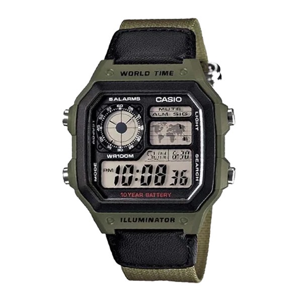 Đồng Hồ Nam Casio WorldTime AE-1200WHB-3BVDF Chính Hãng | Casio AE-1200WHB-3B Pin 10 Năm