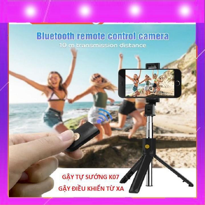 Gậy chụp ảnh selfie Q07, tích hợp 3 chân giá đỡ , kèm remote blutooth .SHOPPKSV.