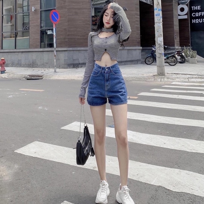 Quần Sọt Jean Nữ Trơn Lưng Cao Lai Cuốn ULZZANG [ CÓ SIZE S ĐẾN 3XL)