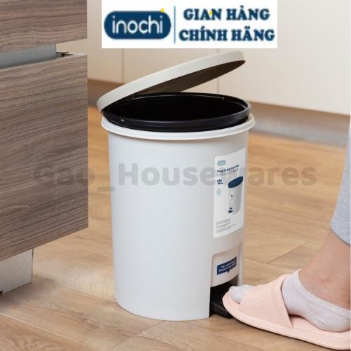 [FreeShip] Thùng rác đạp tròn 6L (có lõi) inochi, nhựa nguyên sinh, ngăn mùi hôi, kháng khuẩn - Giao màu ngẫu nhiên