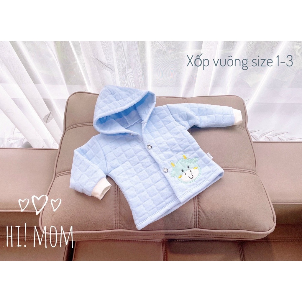 Áo khoác nỉ có mũ chất xốp cao cấp cho bé 6-10kg