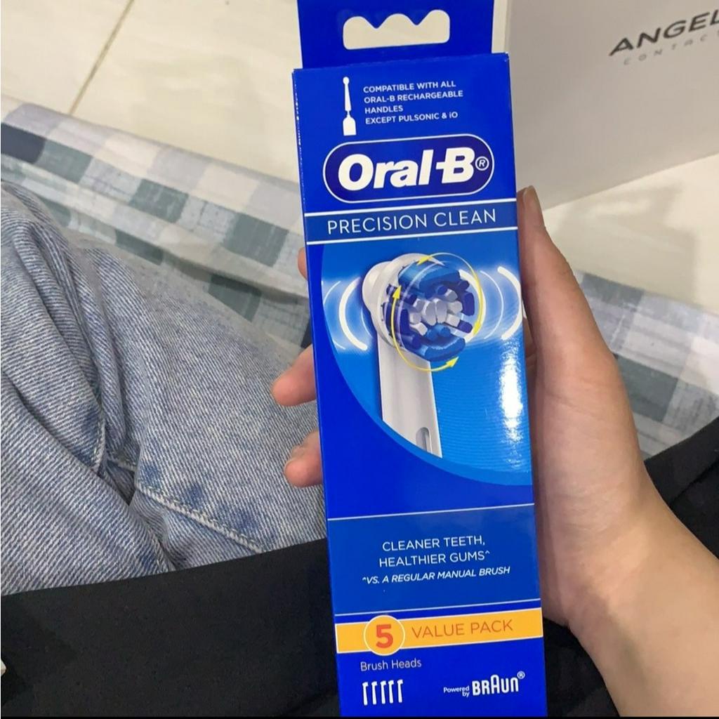 Bàn chải đánh răng điện Oral B Vitality Precision Clean và set đầu thay, đánh bay cao răng và mảng bám trên răng
