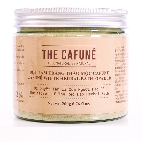Bột tắm trắng Body thảo mộc Cafuné dưỡng trắng mịn da chiết xuất thảo mộc 100% 200 Gram