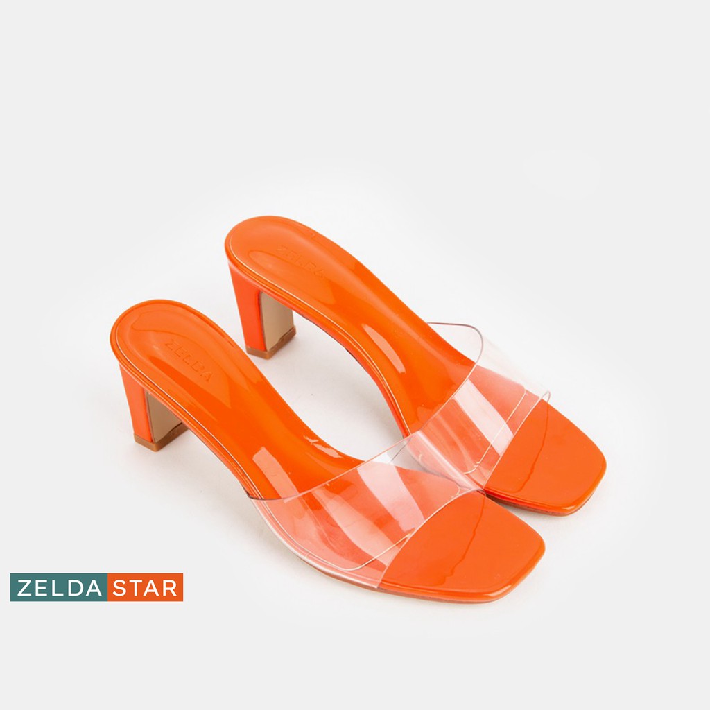 Guốc Zelda Star mũi vuông gót cao 6cm quai trong suốt - GN005820